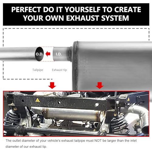 3 inch Universal Exhaust Muffler,Straight-Through Performance Muffler Resonator with Stainless Steel Exhaust Tip for Cars, Trucks(3''Inlet/Outlet) - size: 3in, style: OFF in | OFF out