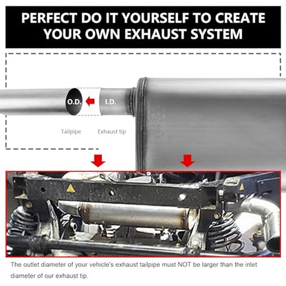 3 inch Universal Exhaust Muffler,Straight-Through Performance Muffler Resonator with Stainless Steel Exhaust Tip for Cars, Trucks(3''Inlet/Outlet) - size: 3in, style: OFF in | OFF out