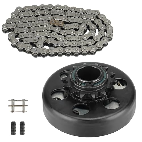 Go Kart Clutch 1" Bore 14T with 3 Feet #40/41/420 Chain, Centrifugal Clutch Fit for Minibike Mini motorcycles 2-6.5HP 212cc Engines, Up to 2300 RPM - size: 1" Bore 14T with Chain