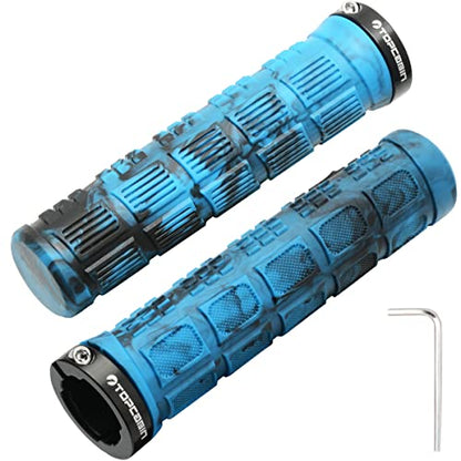 TOPCABIN Double Lock Bicycle Handlebar Grips - Rubber Comfortable BMX Mountain Bike Grips - color: Blue Camouflage