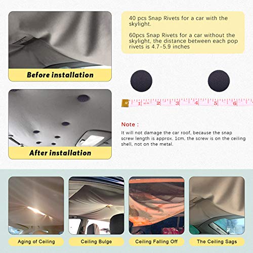 Swpeet 152Pcs Black Car Roof Headliner Repair Rivets Repair Button with Twist Pins and Installation Tool Kit, Bed Skirt Pins Auto Roof Snap Pins Retainer Design for Car Roof Flannelette Fixed - color: Black