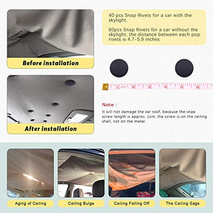 Swpeet 152Pcs Black Car Roof Headliner Repair Rivets Repair Button with Twist Pins and Installation Tool Kit, Bed Skirt Pins Auto Roof Snap Pins Retainer Design for Car Roof Flannelette Fixed - color: Black