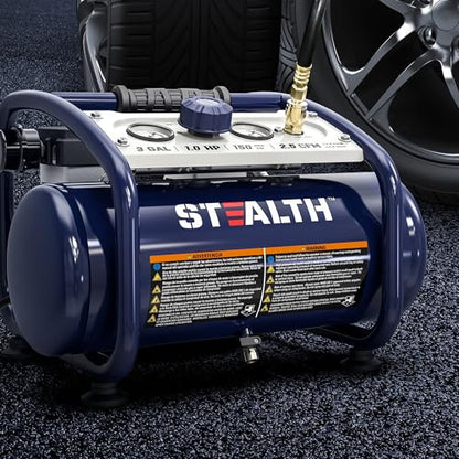 STEALTH Air Compressor 3 Gallon, Quiet Air Compressor, Oil-Free,for Tire Inflator, Auto Repair, Woodwork Nailing (SAQ-1301) - style: SAQ-1301