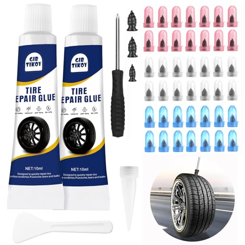 42Pcs Tire Repair Plugs Screws with 2 Tube Sealant &Screwdriver