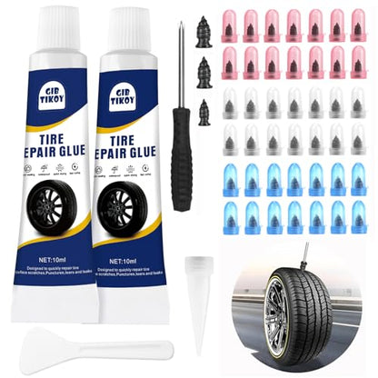 42Pcs Tire Repair Plugs Screws with 2 Tube Sealant &Screwdriver