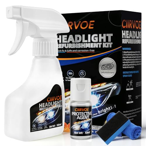 Automotive Headlight Restoration Kit - Refurbishing Fluid & Polishing Cleaner for Oxidized, Yellowed Headlamps, Enhanced Hydrophobic Coating for Superior Gloss & Protection on All Vehicles - size: Pack of 1