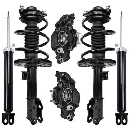 Detroit Axle - Front Steering Knuckles & Hub Bearings + Struts Rear Shock - size: 6AQU47754/ strut shock sway kit