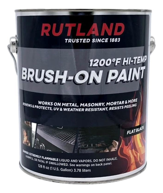 Rutland High Temperature Fireplace Paint for Wood Stoves, Fire Brick, Metal and Automotive Appliances, Flat Black, 128 Fl Oz, 1 Gallon - style: 128 oz Brush-On