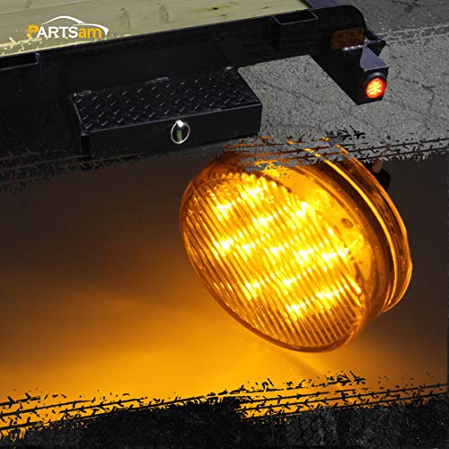 Partsam 10pcs 2.5" Round Amber Trailer 13LED Side Marker, 2.5 Inch Clearance Lights for Trailer Truck, Sealed Waterproof, 12V - color: Amber