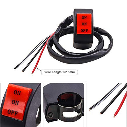 Motorcycle Handlebar Fog Light Spotlight Switch, Universal 7/8 inch Driving Foglight ON/ON/Off 3 Wires Handlebar Mount Switch