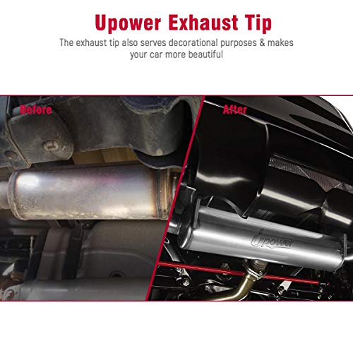Upower 2.5" Inlet Universal Resonator, 6" x 14" Body 20" Whole Length Diesel Exhaust Muffler - Straight Through Stainless Steel TBM2616 Welded On Resonator Muffler