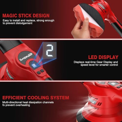 6-Inch Brushless Cordless Car Buffer Polisher Kit for Detailing