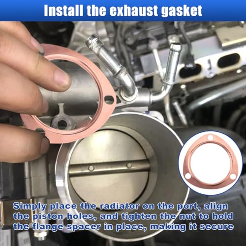 LAINLOY 2PCS 3 Inch Copper Header Exhaust Gaskets, Golden Car Exhaust Pipe Collector Gaskets, Sturdy Reusable Parts, Automotive Exhaust Accessories for SBC BBC 302 350 454 - size: 3 Inch