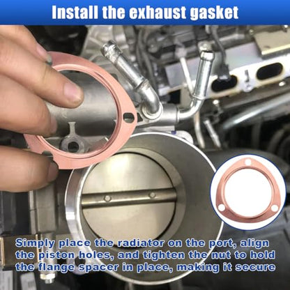 LAINLOY 2PCS 3 Inch Copper Header Exhaust Gaskets, Golden Car Exhaust Pipe Collector Gaskets, Sturdy Reusable Parts, Automotive Exhaust Accessories for SBC BBC 302 350 454 - size: 3 Inch