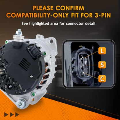 DynaVim Parts New 3-PIN Alternator For Nissan Altima 2007-2012 2.5L 11258N - size: 11258N