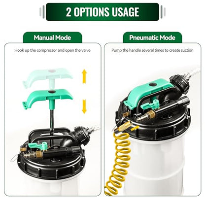 7.5 L Pneumatic/Manual Oil Extractor Pump for Oil Change, 2 Gallon Fluid Extractor with 5 Tubes and A Brake Bleeding Hose for Automotive, Boats - size: 7.5L