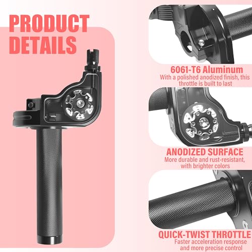 Universal CNC Quick Twist Throttle Kit with Cable for 7/8" Bars - Fits CRF50 70 110 125 230 250, KLX, XR, Pit & Dirt Bike, ATV, Mini Bike (CT200U) (Style - A, Black) - color: Black, style: Style - A