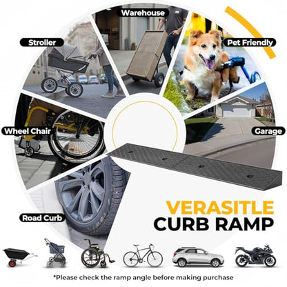 Auto Dynasty 2"H Rubber Curb Ramps for Driveway Sidewalk, Heavy Duty 2 Pack - size: 2" Rise