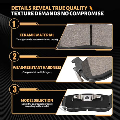 D1041 Rear Ceramic Brake Pads Kit Fit For INFINITI QX56 2004-2010, For Nissan Pathfinder Armada 2004, For TITAN 2004-2015, For Armada 2005-2015, For Jeep Grand Cherokee 2005-2010 - size: HZ1041