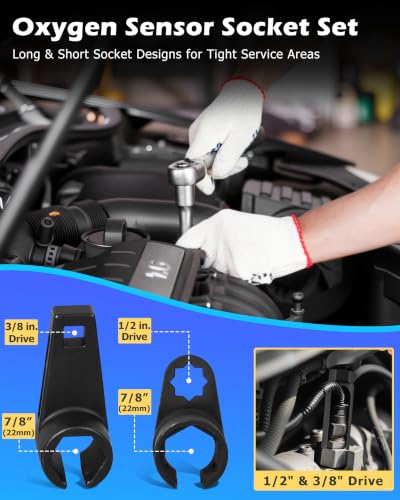 DAYUAN 21Pcs Oxygen Sensor Socket Set, Oil Pressure Sending Unit Socket Set - size: 21Pcs-Blue