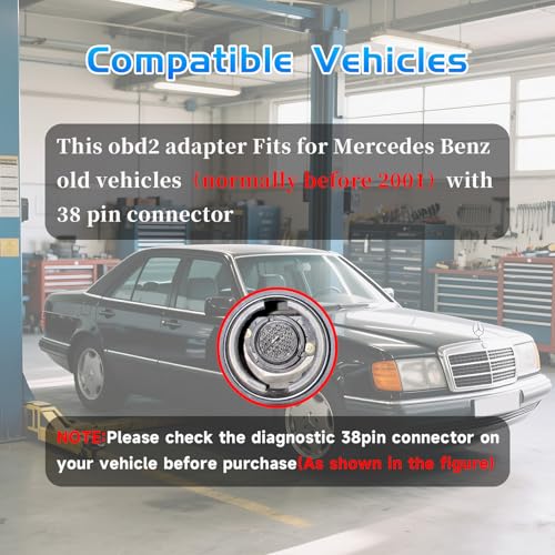 OBD2 to OBD1 Cable for MB Benz 38 Pin OBD2 Adapter Diagnostic Connector - style: Fit for Benz-38pin