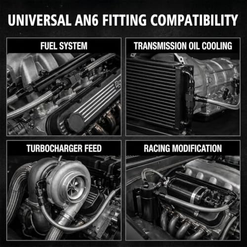 6AN Male Flare to -6 Female Swivel Fuel Pressure Take Off Fitting with 1/8" NPT Gauge Port, CNC Machined Anodized Black, for E85 Gasoline Methanol Racing Fuel Systems - size: AN6 with 1/8 NPT Port