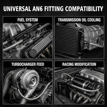 6AN Male Flare to -6 Female Swivel Fuel Pressure Take Off Fitting with 1/8" NPT Gauge Port, CNC Machined Anodized Black, for E85 Gasoline Methanol Racing Fuel Systems - size: AN6 with 1/8 NPT Port
