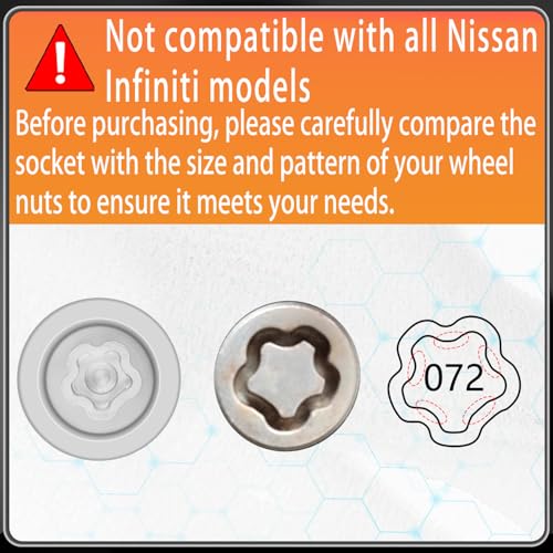 072 Wheel Locking Nut Key for Nissan Infiniti, ID 21mm Lug Socket - size: socket 072