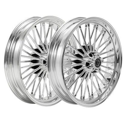 TOFR 18x3.5 18x3.5 Chrome Fat Spoke Wheels For Harley Touring Baggers 84-08 - color: Chrome, size: Front:18x3.5 Rear:18x3.5