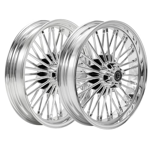 TOFR 18x3.5 18x3.5 Chrome Fat Spoke Wheels For Harley Touring Baggers 84-08 - color: Chrome, size: Front:18x3.5 Rear:18x3.5