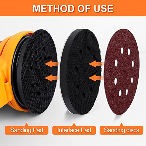 POLIWELL 5 Inch 8-Hole Interface Pad for Orbital Sander, Hook & Loop