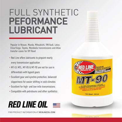 Red Line 50304 MT-90 75W-90 GL-4 Manual Transmission and Transaxle Lubricant (MTL)- 1 Quart - size: Quart