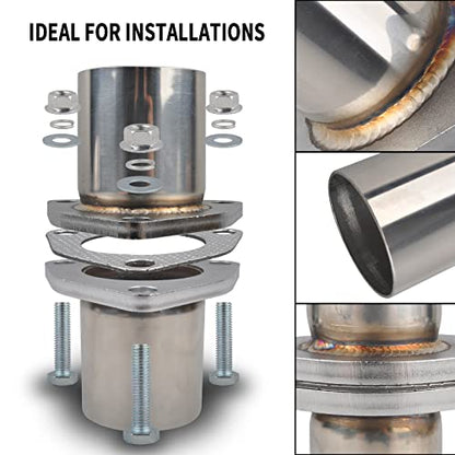 Exhaust Flange Bolts Quick Fix Repair Pipe Kit w/Gasket & Hardware, 2.5'' Inch ID 3 Bolts T304 Stainless Steel Universal Flange Replacement Kit - size: 2.5"ID-3 Bolts