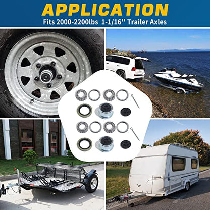 2Sets Trailer Hub L44649 Bearings Kits for 2000 lb 1-1/16'' Axle - color: KIT#7 (L44649 Bearings Kit for 1-1/16'' Axle)