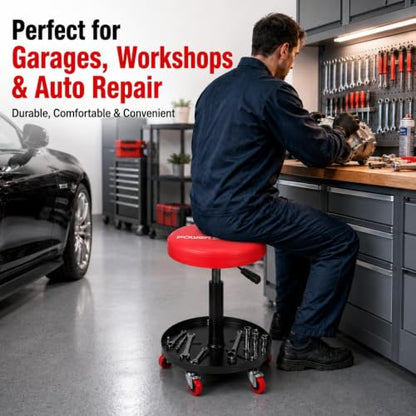 PowerSmart 330 lbs Capacity Adjustable Pneumatic Roller Seat with Wheels