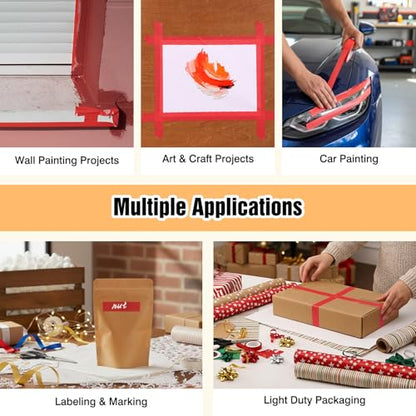 HongWay Masking Tape 1 Inch, 6 Rolls x 22yd (132yds in Total) Painters Tapes for Painting Labeling Arts Crafts, Easy Removal, No Residue (0.94in Red) - color: Red, size: 0.94IN*22YD