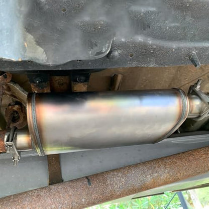Universal 409 Stainless Muffler Straight-Through Performance Muffler Exhaust, offset in | offset out (3") - size: 3"