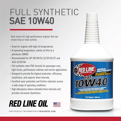 Red Line 11404 SAE 10W40 Fully Synthetic Motor Oil - 1 Quart (12 Pack) - size: 1 Quart