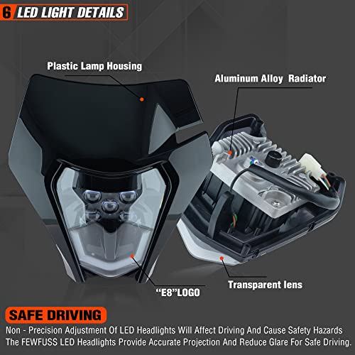 Dirt Bike Led Headlight Motorcycle 2020-2022 Enduro Headlight Kit for EXC EXCF SX SXF XC XCF XCW XCFW (Black-Dual 5) - color: Black-Dual 5