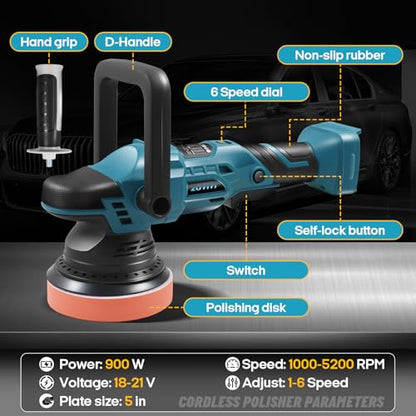 5" Cordless Car Buffer Polisher for Makita 18V Battery, Bare Tool