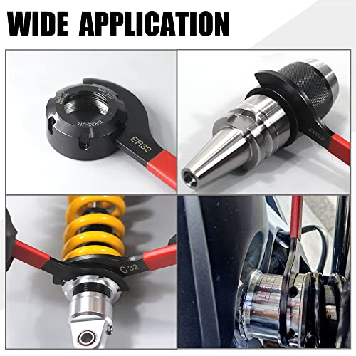 AutoWandererTool 4Pcs Coilover Spanner Wrench Set,Carbon Steel,Red Roll Bag - size: 4 Pcs