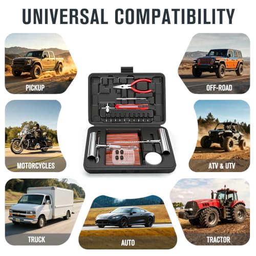 ORCISH Heavy Duty 70pcs Tire Repair Kit, Tubeless Tire Plug Kit for Flats - size: 70 Piece Set