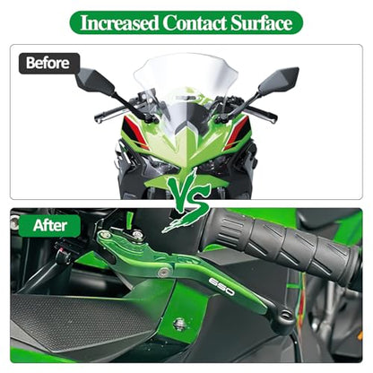 Brake Clutch Lever Set for Ninja 650 EX650, Adjustable (Green) - color: Green