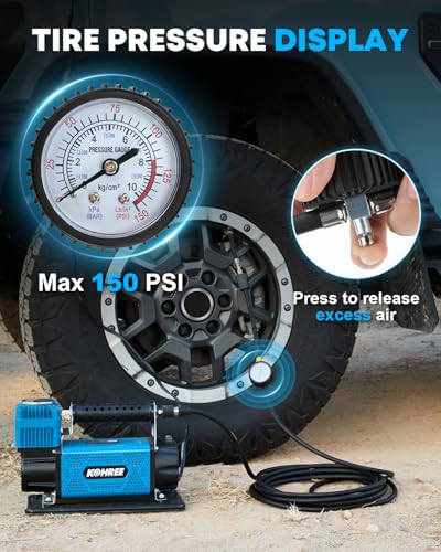 Kohree 12V Air Compressor, 7.06 CFM Fast Tire Inflator, Heavy Duty - size: 13 x 5.7 x 8.7 inch