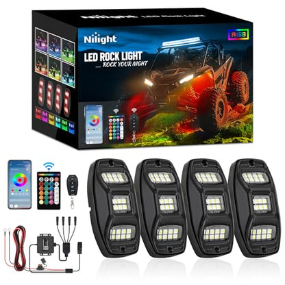 Nilight RGBW LED Rock Lights Kit 4 Pods 22 LEDs Wide Angle Lighting - color: RGBW 22LED, size: 4 Pods