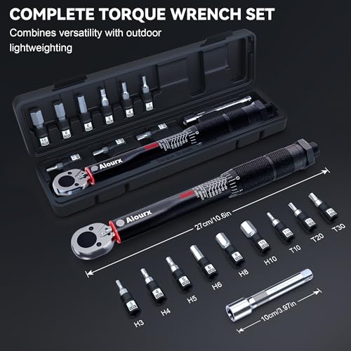 1/4" Drive Click Torque Wrench 20-260 In.-Lb, 72 Tooth Dual-Direction Adjustable, Dual Scale, ±3% Accuracy, for Bicycle, Motorcycle, Automotive Repair and Maintenance - size: 1/4"