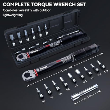 1/4" Drive Click Torque Wrench 20-260 In.-Lb, 72 Tooth Dual-Direction Adjustable, Dual Scale, ±3% Accuracy, for Bicycle, Motorcycle, Automotive Repair and Maintenance - size: 1/4"