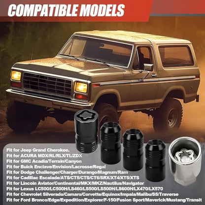 24216 Wheel Locks Lug Nuts M14 x 1.50 Compatible with Cadillac Escalade