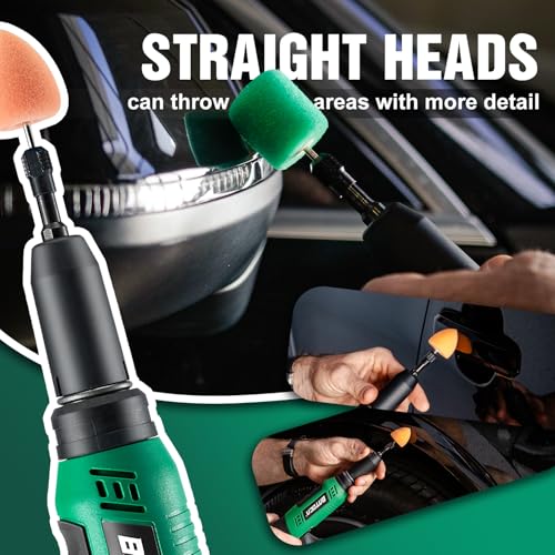 BATOCA S6 Mini Cordless Polisher 2 Heads for Car/Motorcycles Detailing Kit - size: Pro kit with 2 batteries