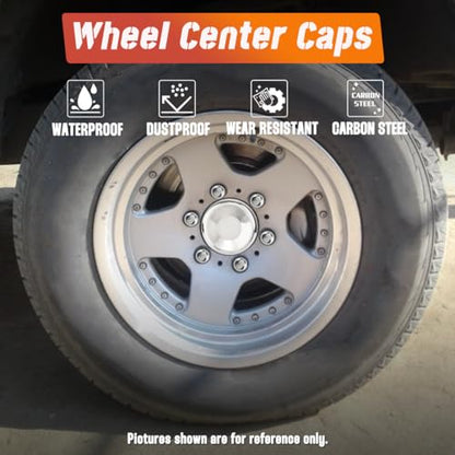 2 Pack 4.25" Push Through Trailer Wheel Center Caps & Lug Nuts - color: Chrome